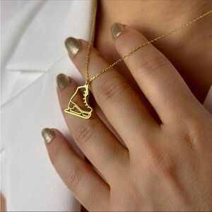14kt Gold Plated Sterling Silver Ice Skate Pendant Necklace